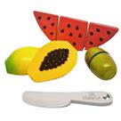 Kit 03 frutinhas madeira Kiwi Mamão Melancia + Faca New art