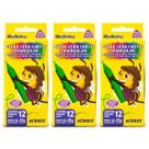 Kit 03 Giz de Cera Curto Triangular 12 Cores 45g - Acrilex