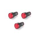 Kit 03 Lampada Sinaleiro Led 22mm AD16-22DS - 220V - Vermelho