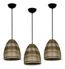Kit 03 Lustres Luminaria Pendente De Junco - Ratan - Vime - Ideal para balcão bancada