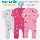 Kit 03 Macacões Manga Longa Algodão Menino/Menina