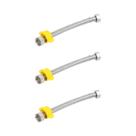 Kit 03 mangueiras engates flexíveis malha inox 40cm