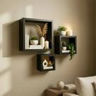 Kit 03 Nichos MDF Preto Sala Quarto Decoração Banheiro Cozinha Casa