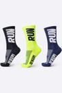 Kit 03 Pares Meia Corrida HUPI Run Preto Azul e Amarelo
