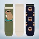 Kit 03 Pares Meia Soquete Infantil Menino Capivara