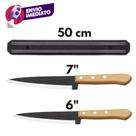 Kit 03 Pç Barra Magnetica Suporte Organizador 50cm E Jogo 2 Facas 6" E 7" Cabo Madeira Cozinha Kit 03 Pç Barra Magnetica Suporte Organizador 50cm E Jogo 2 Facas 6" E 7" Cabo Madeira Cozinha