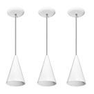 Kit 03 pendentes de alumínio modelo cone - ideal para balcão / bancada - Branco
