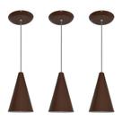 Kit 03 pendentes de alumínio modelo cone - ideal para balcão / bancada - Marrom
