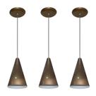 Kit 03 pendentes de alumínio modelo cone - ideal para balcão / bancada - Ouro Velho