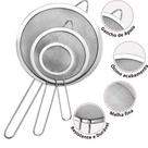 Kit 03 Peneira Coador Manual Em Aço Inox 3 Tamanhos P, M e G