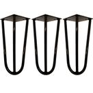 Kit 03 Pés de Ferro Aço Hairpin Legs 25 cm Preto A01 Sofá Móveis Mesa - Inoviza