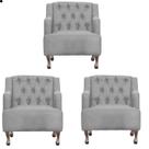 Kit 03 Poltrona Decorativa Gênises Suede Escritório Recepção