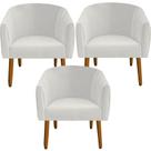 kit 03 Poltrona Julia Decoração Salão Cadeira Escritório Recepção Estar Amamentação Suede Bege - D'Classe Decor