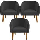 kit 03 Poltrona Julia Decoração Salão Cadeira Escritório Recepção Estar Amamentação Suede Grafite - D'Classe Decor