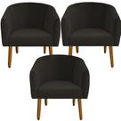 kit 03 Poltrona Julia Decoração Salão Cadeira Escritório Recepção Estar Amamentação Suede Marrom - D'Classe Decor