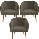 kit 03 Poltrona Julia Decoração Salão Cadeira Escritório Recepção Estar Amamentação Suede Marrom Rato - D'Classe Decor