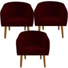 kit 03 Poltrona Julia Decoração Salão Cadeira Escritório Recepção Estar Amamentação Suede Marsala - D'Classe Decor