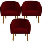 kit 03 Poltrona Julia Decoração Salão Cadeira Escritório Recepção Estar Amamentação Suede Vermelho - D'Classe Decor