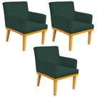 Kit 03 Poltronas Base Mel Beatriz W01 Suede Verde Musgo