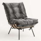 Kit 03 Poltronas Costela Decorativa Sala de Estar Quarto Suede Cinza