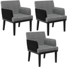 Kit 03 Poltronas Decorativa Base Tabaco Beatriz W01 Suede Pied Poule Material Sintético Preto - Lyam Decor