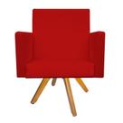 kit 03 Poltronas Decorativas Beatriz Base Giratória de Madeira Corano Vermelho