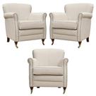 Kit 03 Poltronas Decorativas Sala de Estar Brunei Pés Príncipe Couro Off White G58 - Gran Belo