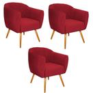 Kit 03 Poltronas Grazi Palito Mel Suede Vermelho F Pnedo Store