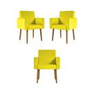 Kit 03 Poltronas Nina Decorativa Para Recepção Cor Amarelo