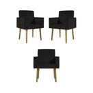 Kit 03 Poltronas Nina Decorativa Para Recepção Cor Preto