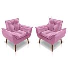 Kit 03 Poltronas Opala Decorativa Para Sala, Salão ,Quarto suede Rosê -Alto Padrão