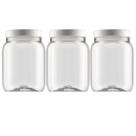 Kit 03 Pote De Plástico Cristal Com Tampa 1 Litro Mantimento