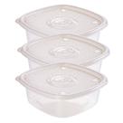 Kit 03 Potes Plástico 1 Litro Plasútil Geladeira Frutas Micro-ondas Fitness Cozinha Freezer Marmita