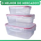 Kit 03 Potes Plástico Herméticos 500/1000/1500ml Food Lock Kit 03 Potes Plástico Herméticos 500/1000/1500ml Food Lock
