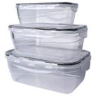 Kit 03 Potes Plástico Herméticos 500/1000/1500ml Food Lock Kit 03 Potes Plástico Herméticos 500/1000/1500ml Food Lock