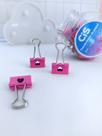Kit 03 Prendedor De Papel Binder 19mm Rosa Coração 3/4 - Cis