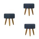Kit 03 Puff Decorativo Redondo Preto Kit 03 Puff Decorativo Redondo Preto