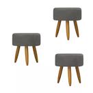 Kit 03 Puff Decorativo Redondo Preto
