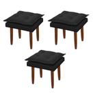 Kit 03 Puff Maria Para Sala De Tv E Estar Quarto Confortável Suede Preto Mabe Magazine