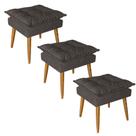Kit 03 Puff Puf Banqueta Opala Para Quarto Sala Recepção Suede Marrom Escuro - Ninho Decor