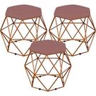 Kit 03 Puffs Decorativo Aramado Bronze Six Suede Rosê - Lyam Decor Kit 03 Puffs Decorativo Aramado Bronze Six Suede Rosê - Lyam Decor
