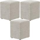 Kit 03 Puffs Quadrado Decorativo L02 Bouclê Creme - Lyam Decor