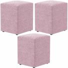 Kit 03 Puffs Quadrado Decorativo L02 Bouclê Rosê Kit 03 Puffs Quadrado Decorativo L02 Bouclê Rosê