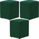 Kit 03 Puffs Quadrado Decorativo L02 Bouclê Verde Kit 03 Puffs Quadrado Decorativo L02 Bouclê Verde