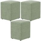 Kit 03 Puffs Quadrado Decorativo Sala De Estar L02 Bouclê Oliva - Lyam Decor