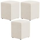 Kit 03 Puffs Quadrado L02 Decorativo Linho Champagne Kit 03 Puffs Quadrado L02 Decorativo Linho Champagne