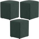 Kit 03 Puffs Quadrado L02 Decorativo Linho Verde