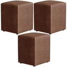 Kit 03 Puffs Quadrado L02 Decorativo material sintético Marrom Kit 03 Puffs Quadrado L02 Decorativo material sintético Marrom