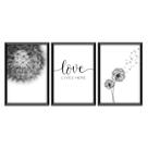 Kit 03 Quadros Decorativos "Love Lives" 43x33 Cm Cada - D'Rossi