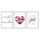 Kit 03 Quadross "Pink Heart" 43X33X1Cm Kit 03 Quadross "Pink Heart" 43X33X1Cm
